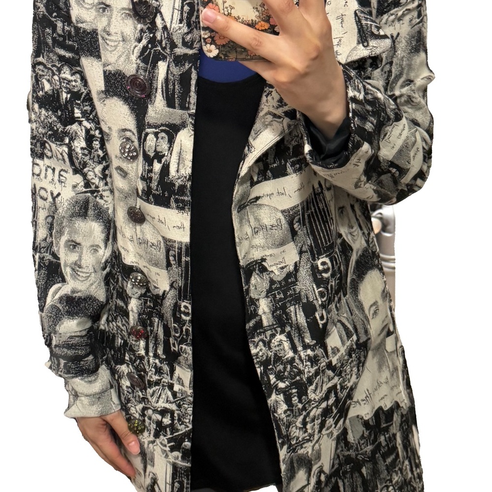 Desigual Graphic Black and White Coat